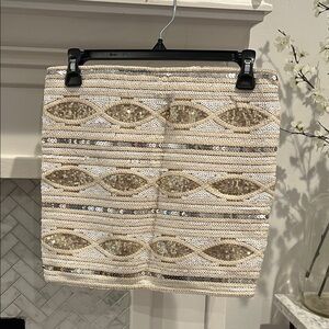 English Rose Gold and Cream Sequin Mini Skirt